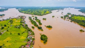 Drohnenaufnahme vom Mekong bei den 4000 Islands